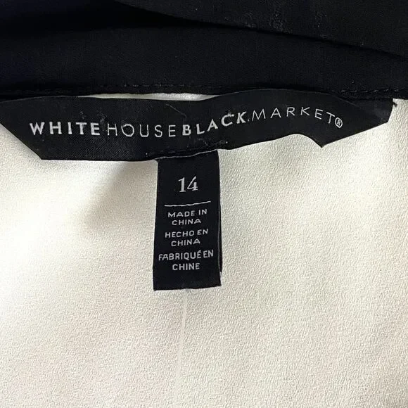 WHBM Tiered Pleats Tank Top Womens Size 14 Off White Black Necktie Lined NWOT - Picture 11 of 15